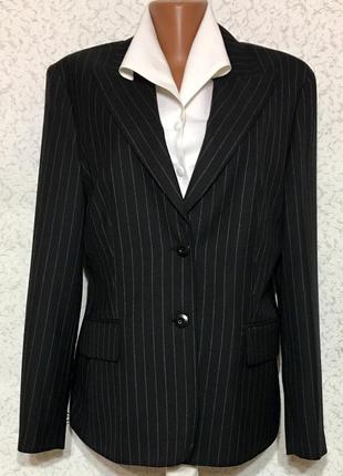 Стильный женский шерстяной деловой жакет пиджак в элегантную полоску 46-48 размер1 фото