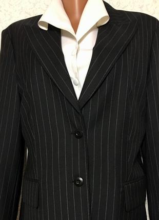 Стильный женский шерстяной деловой жакет пиджак в элегантную полоску 46-48 размер2 фото