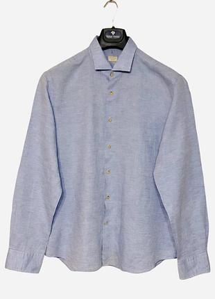 Льняная мужская приталенная рубашка