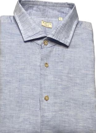 Льняная мужская приталенная рубашка