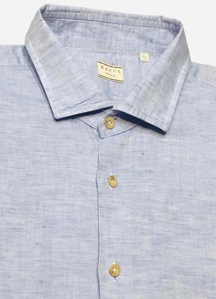 Льняная мужская приталенная рубашка