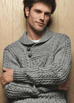 Мужской стильный свитер крупной вязки1 фото