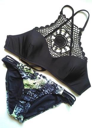 Крутий купальник бандо з модною в'язкою, на чашку а-у, будь обьем