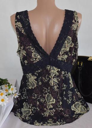 Брендовая шифоновая блуза new look паетки бисер принт цветы2 фото