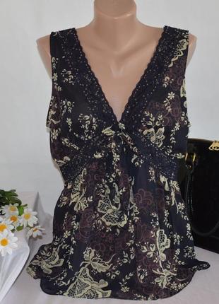 Брендовая шифоновая блуза new look паетки бисер принт цветы1 фото