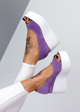 Відкриті туфлі "holi", фіолетовий, натуральна замша7 фото