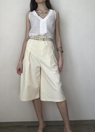 100% хлопок. светлые кюлоты шорты винтаж на лето бриджи широкие