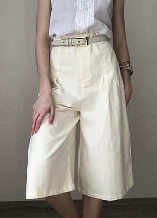 100% хлопок. светлые кюлоты шорты винтаж на лето бриджи широкие