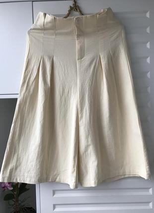 100% хлопок. светлые кюлоты шорты винтаж на лето бриджи широкие