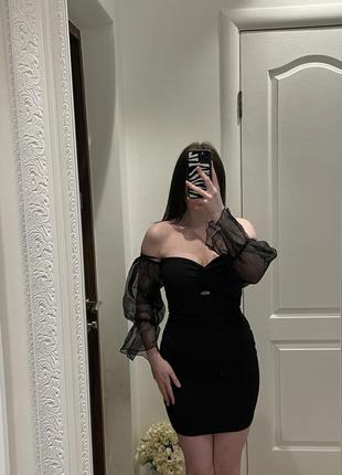 Коктейльное черно платье мини2 фото
