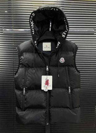 Брендовые мужские жилетки/качественные жилетки moncler в черном цвете на каждый день