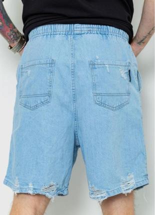 Шорты джинсовые мужские рваные цвет светло-голубой5 фото