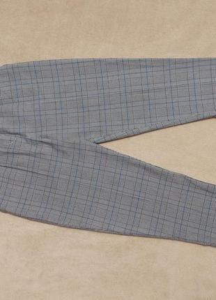 Офісні класичні брюки в клітинку сірі штани на високій посадці в стилі zara h&m shein4 фото