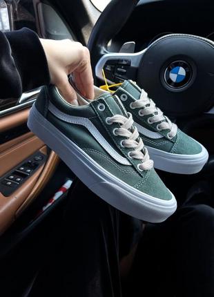 Мужские кеды vans old skool black green white 40-41-42-43-441 фото