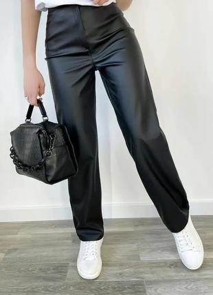 Прямые кожаные брюки женские "bono"i1 фото