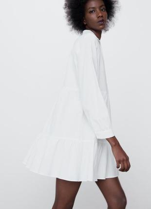 Сукня сорочка ярусна - міні zara котон4 фото