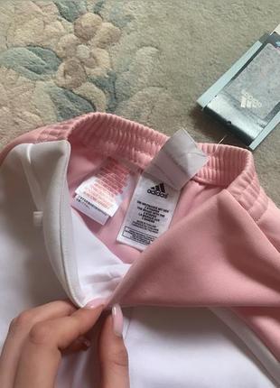 Штаны спортивный костюм для девочки оригинальные adidas белые розовые2 фото