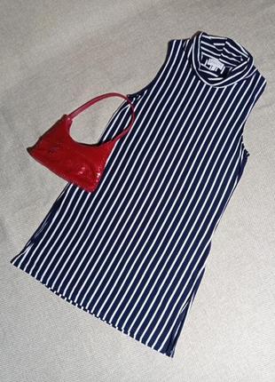 Сукня туніка міні у поперечну смужку,трикотаж,комір хомут бренд apricot