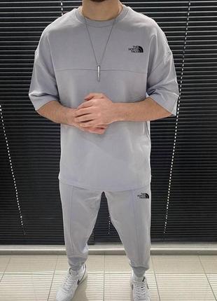 Чоловічий спортивний костюм з футболкою базовий the north face штани джогери комплект стильний трендовий якісний чорний сірий