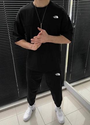 Чоловічий спортивний костюм з футболкою базовий the north face штани джогери комплект стильний трендовий якісний чорний сірий