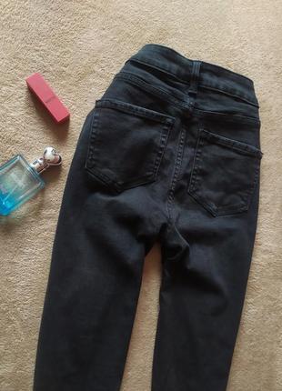 Шикарные качественные стрейчевые джинсы скинни с потертостями высокая талия5 фото