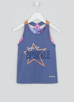 2 в 1 спортивна футболка майка з топом matalan girls souluxe navy born to sparkle 2 in 1 sports