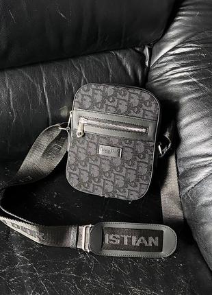 Сумка чоловіча в стилі christian dior vertical safari messenger bag black