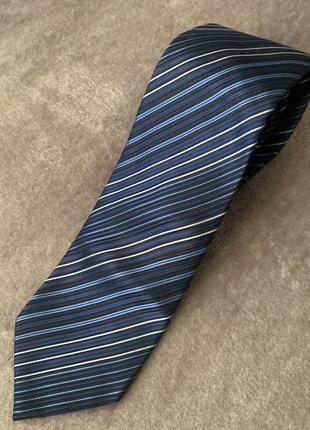 Краватка john lewis синя в косу смужку натуральний шовк