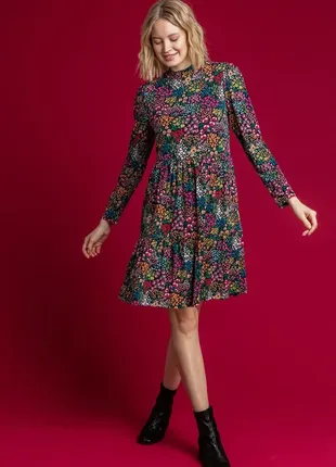 Новое! яркое ярусное цветочное платье - миди/платье с воланами с сайта next.батал1 фото