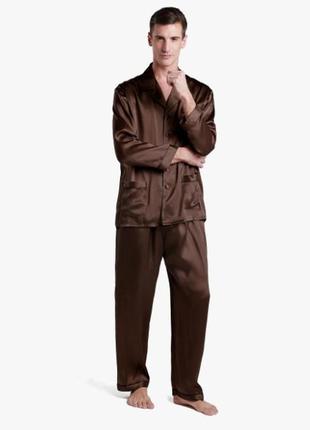 Піжама чоловіча шовкова атласна шоколадного кольору (розмір s - xxxl 42-562 фото
