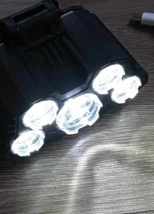Ліхтарик налобний акумуляторний l-t21 налобний ліхтар 5 світлодіодів, з usb зарядкою2 фото