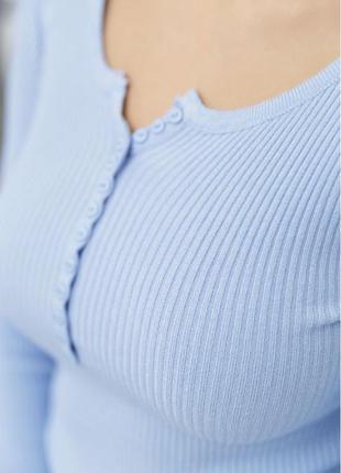 Кофта женская базовая в рубчик цвет голубой4 фото