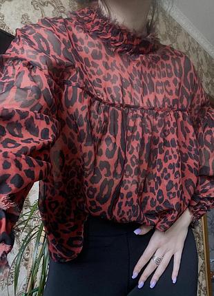 Стильна шиіонова блуза в анімалістичний принт ❤️2 фото