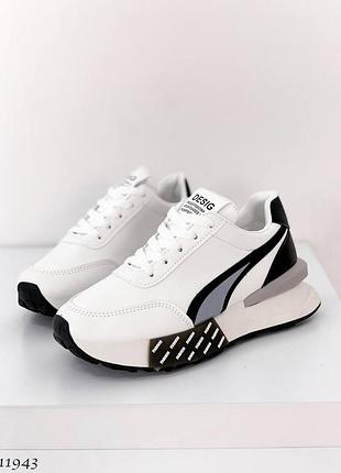 Кросівки кеди екошкіра білий чорний