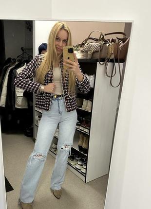 Фантастический твидовый пиджак из плотной ткани от бренда zara4 фото