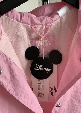 Детская розовая ветровка zara 3-4 года/детская ветровка зара/куртка с микки7 фото