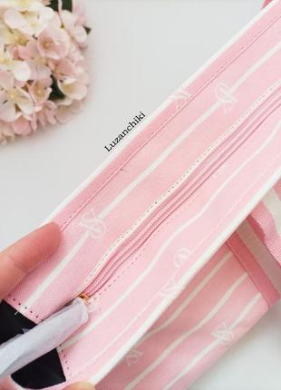 Пляжная сумка victoria's secret cotton pink stripe7 фото