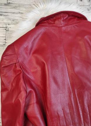 Жіноча шкіряна куртка franco di marco натуральна шкіра з поясом червоного кольору розмір 44 s6 фото