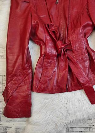 Жіноча шкіряна куртка franco di marco натуральна шкіра з поясом червоного кольору розмір 44 s2 фото
