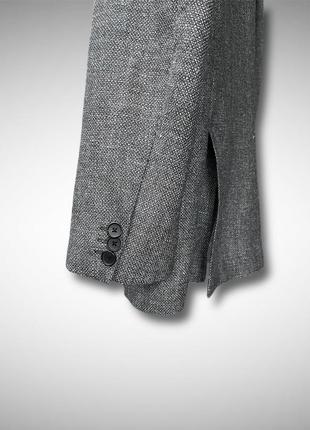 Hugo boss 52 легкий летний пиджак из шерсти и льна серый3 фото