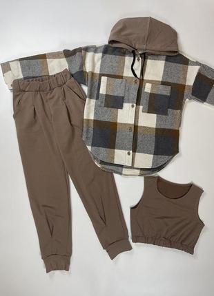 Костюм для девочки теплый рубашка топ и штаны