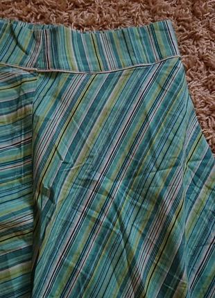 Красивая юбка в бирюзового цвета в полоску хлопок р.44 /463 фото