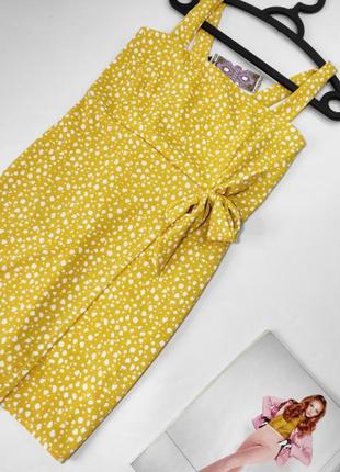 Платье мини женский футляр желтого цвета в белый горох от бренда boohoo s m2 фото