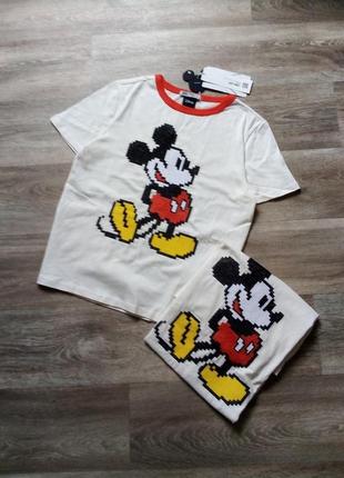 Футболка mickey mouse вышивка zara размер s m оригинал