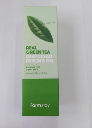 Пілінг-скатка, що освітлює з екстрактом зеленого чаю farmstay real green tea deep clear peeling gel, 100 ml3 фото