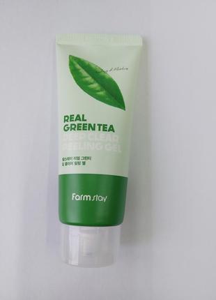 Пилинг-скатка, осветляющая с экстрактом зеленого чая farmstay real green tea deep clear peeling gel, 100 ml