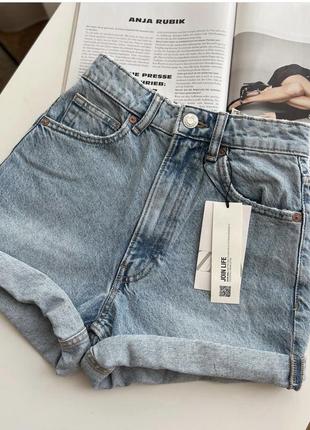 Новые джинсовые шорты zara модель mom fit