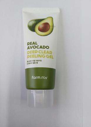 Пилинг-гель глубоко очищающий с экстрактом авокадо farmstay real avocado deep clear peeling gel, 100ml1 фото