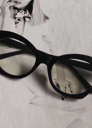 Женские имиджевые очки  кошачий глаз черный матовый (2554)