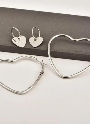 Серьги сердце набор сережек сердечки2 фото